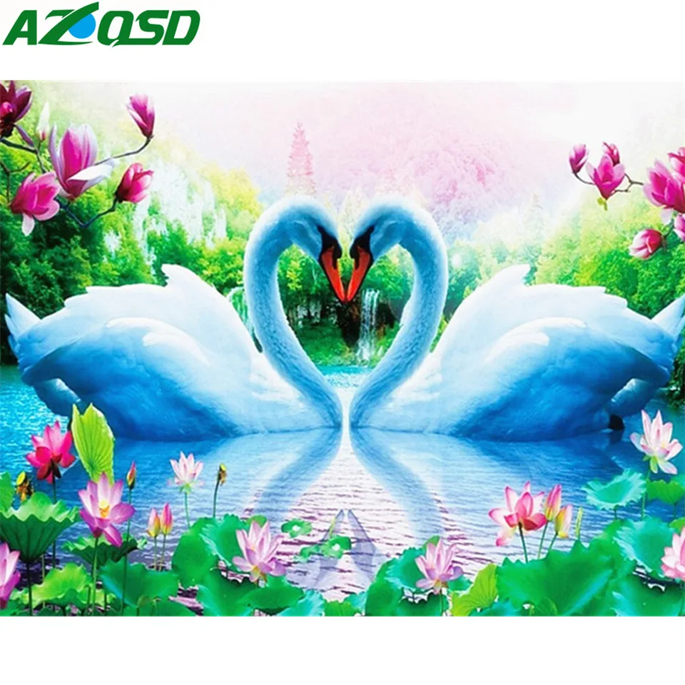 AZQSD Алмазная картина полностью квадратная мозаика лебедь животное вышивка