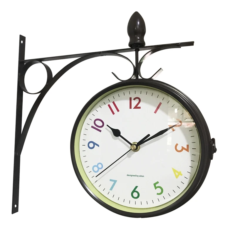 

Vintage Quarz Wall Clock Aesthetic Europe Living Room Digital Wall Clock Double Sided Silent Zegar Scienny Home Decoration 50WC