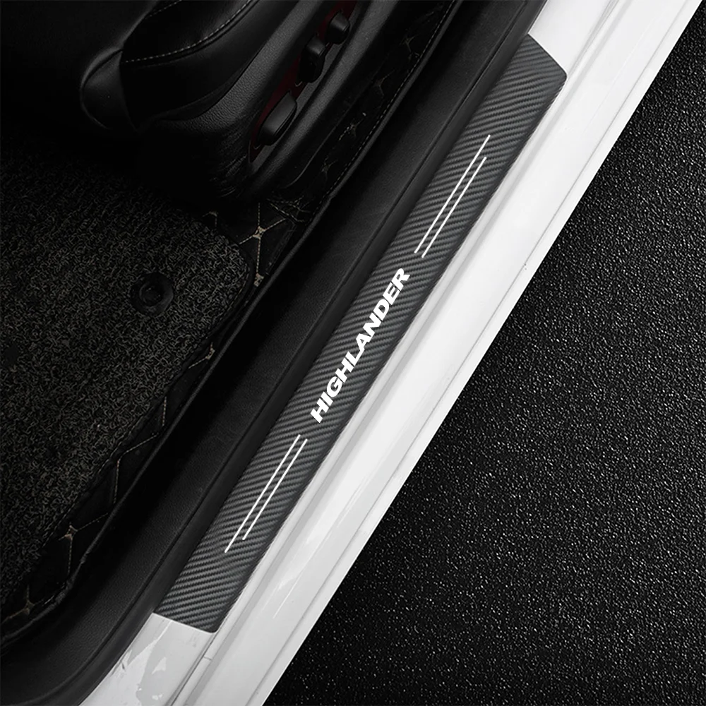 

4pcs Car Door Threshold Sticker For Toyota Highlander 20 40 50 70 2021 - 2001 Carbon Fiber Door Sill Accessories