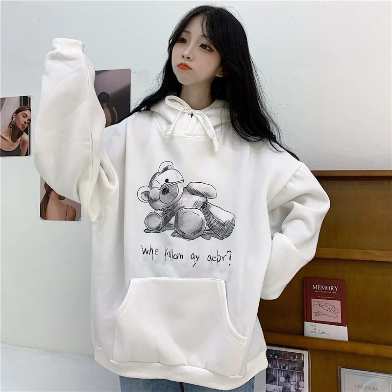 

Реальное фото осенней одежды новый корейский стиль Универсальный преппи стиль мультфильм