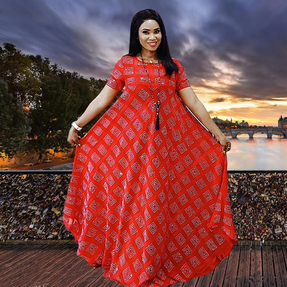 African Dresses For Women Long Maxi Dress Oversized Red Printed Fashion Kaftan Short Sleeve Summer Evening Party | Тематическая