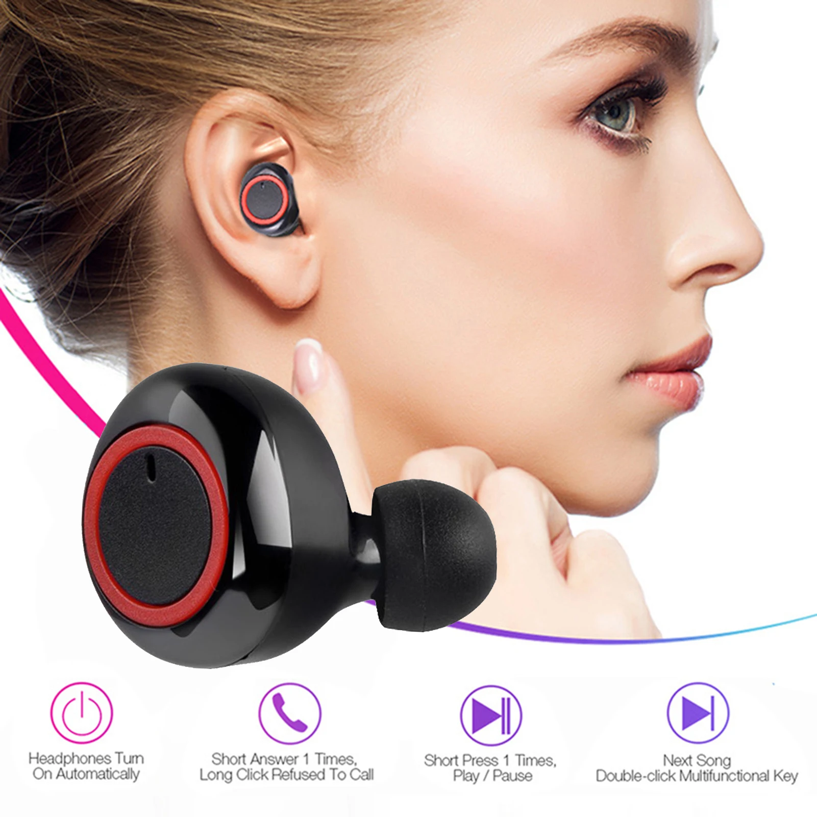 Y50 Bluetooth 5 0 Кнопка Управление Шум шумоподавления наушники с зарядный