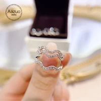 aazuo orignal 18k white gold real diamonds 0 25ct classic fairy wavy lines ring gift for woman engagement birthday