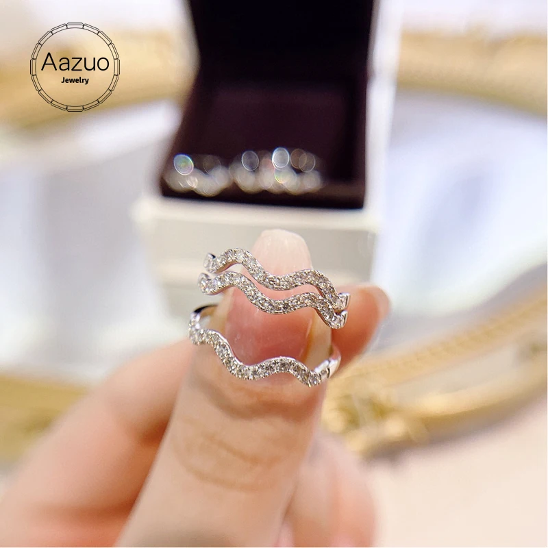 Aazuo оригинальный из белого золота 18 карат настоящие бриллианты 0.25ct классический