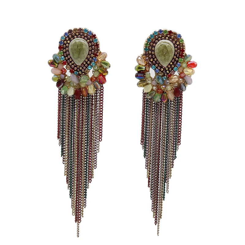 Женские Разноцветные серьги ручной работы с кристаллами и керамическими