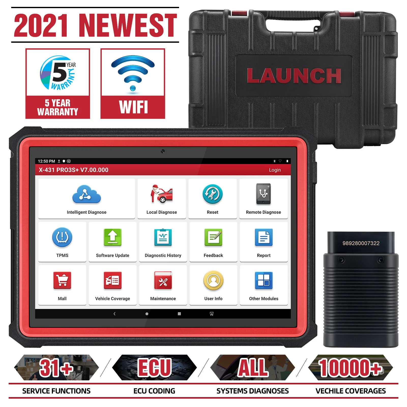 

Диагностический сканер LAUNCH X431 Pro3s Plus, 10,1 дюйма