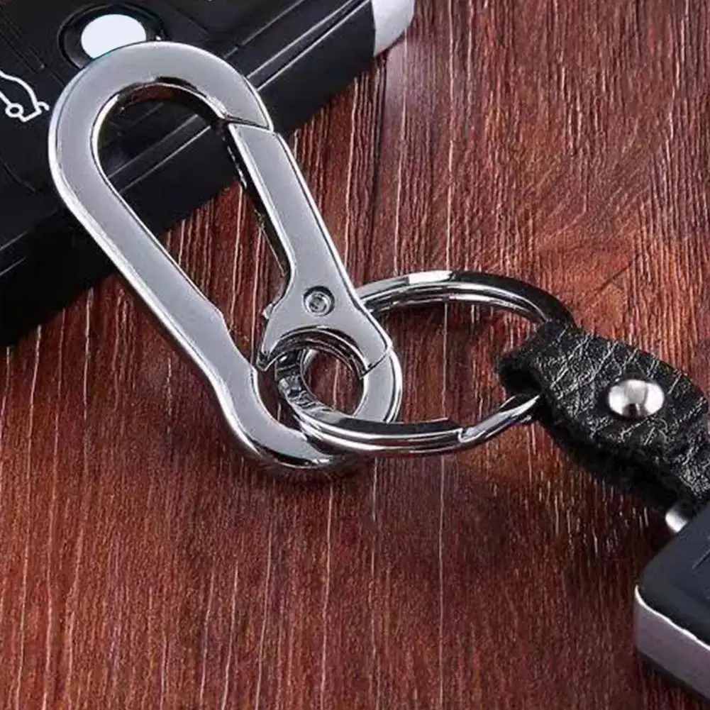 

1Pc Durable Stainless Steel Car Keychain One-Piece Molding Lightweight Material Buckle Hook Outdoor Carabiner Shape Key Ring