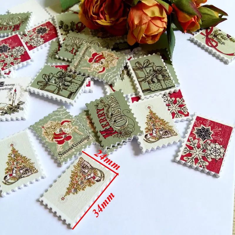 30 шт./лот квадратные деревянные пуговицы для рукоделия декоративные шитья