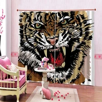 custom modern cartoon tiger print window curtain digital print for childrens room bedroom window drapes home indoor decor sets