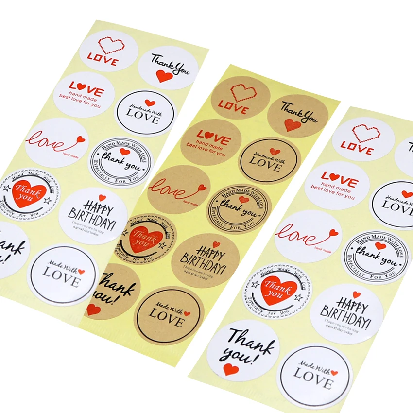 

1000pcs/lot 34MM Round Multi Self-adhesive Decorative Paper Sealing Sticker Combination DIY Label For Handmade Wholesale