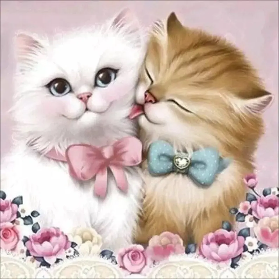 

5D DIY Diamond Painting Animal Kittens Crossstitch Kit Full Square Diamond Embroidery Mosaic Rose Art Painting Gift Home Decor