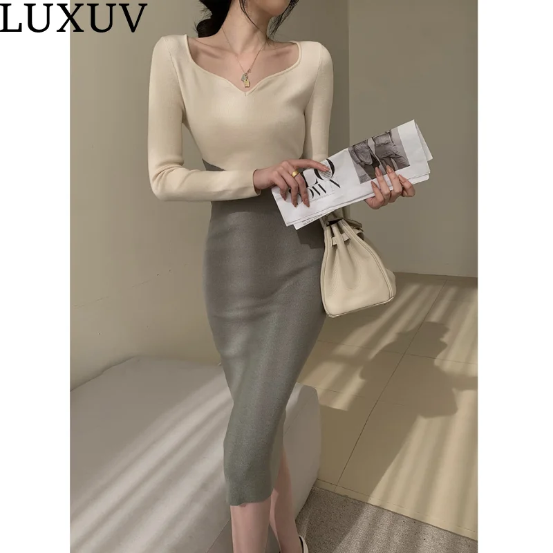 

LUXUV Women's Dress Shirt Spring Design Clothing Slim Office Lady Sweater Coat Harajuku Sukienka Long Sleeve Aesthetic Lolita