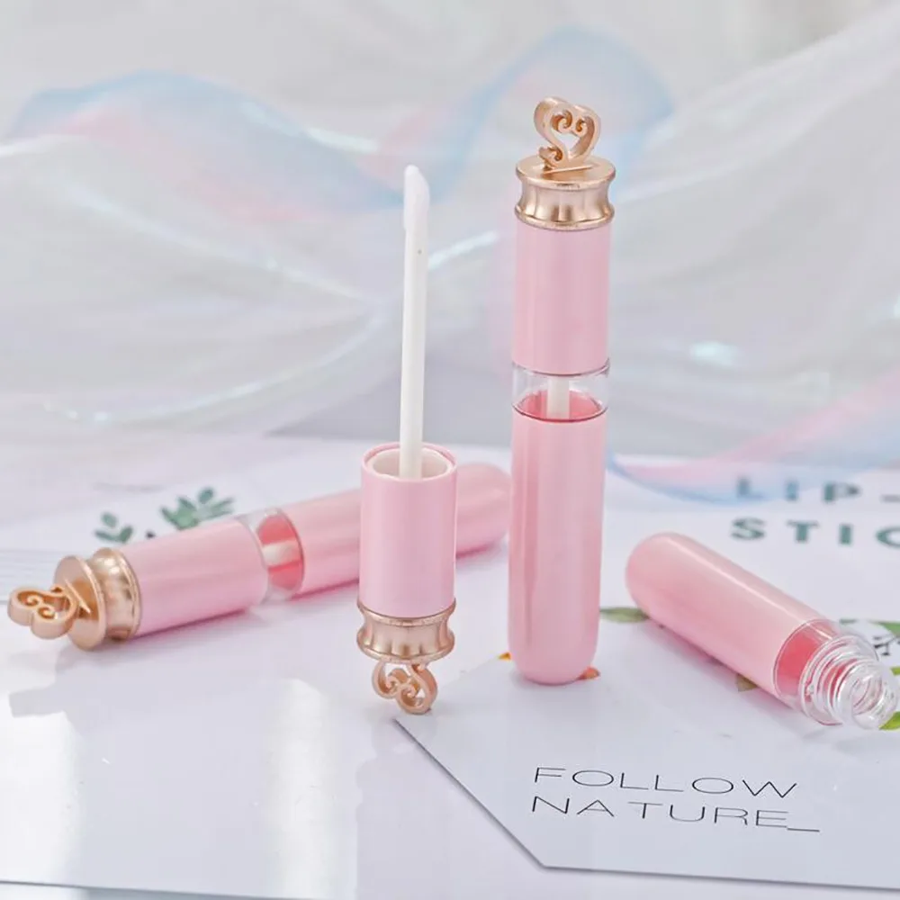 10/30/50pcs 6ml Pink Empty Lip Gloss Tubes Gold Heart Shape Top Lipstick Cosmetic Packaging Container | Красота и здоровье