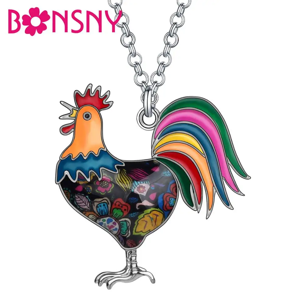 Женское массивное ожерелье чокер Bonsny из металлического сплава с эмалью и курицей