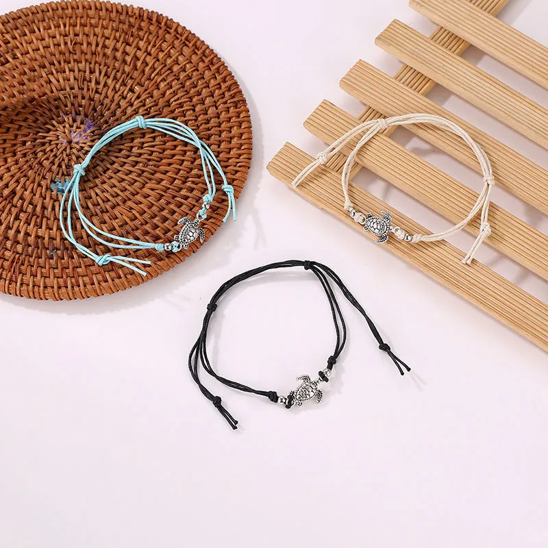 Богемные женские ножные браслеты милые Подвески в виде черепах цепочка для ног