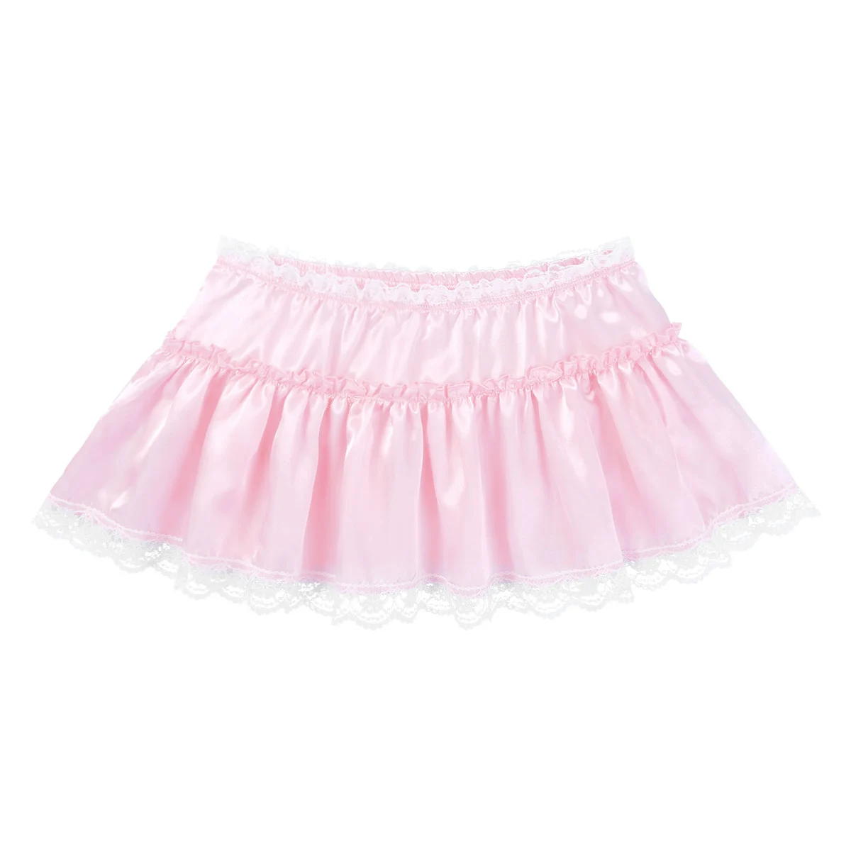 Мужская атласная мини юбка с оборками Гладкая эластичная из атласа высокой