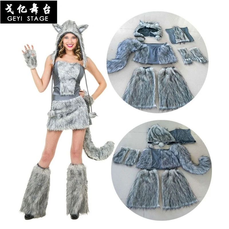 Волк дерево Аниме kigurumi для взрослых Женская утепленная зимняя животных фланель