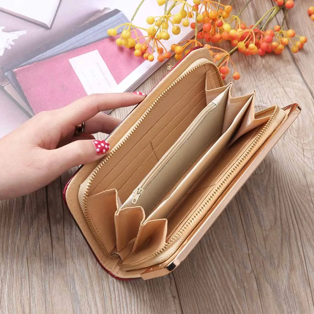 Модная женская длинная сумка из лакированной кожи с градиентом цвета Радужный