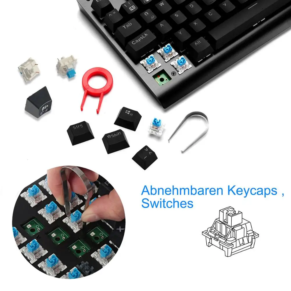 Светодиодный TKL с подсветкой механическая клавиатура синий переключатель