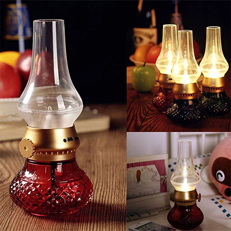 Светодиодная перезаряжаемая беспламенная Свеча фонарь Винтажная настольная