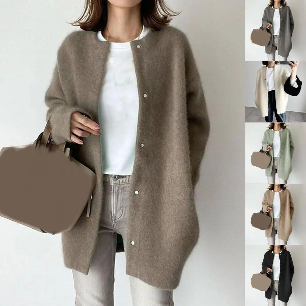 

Женское однотонное пальто, однобортная японская стандартная куртка, элегантное теплое пальто с длинным рукавом для осени и зимы