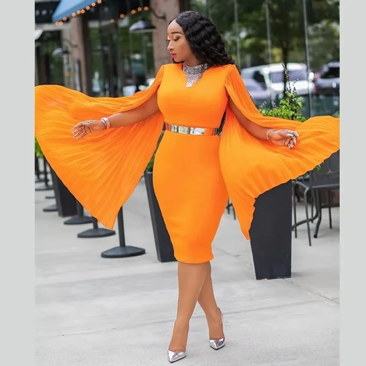 Женское вечернее платье с рукавами-часами плиссированное облегающее