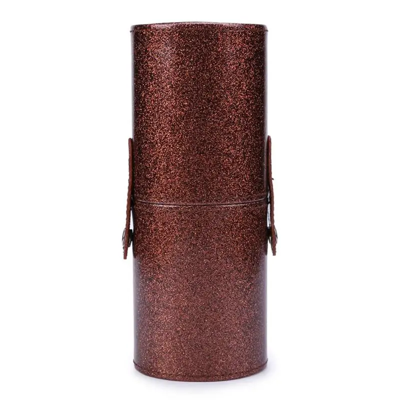 M 20x8cm Brown Портативные дорожные кисти для макияжа, Круглый держатель для ручек, косметический чехол из искусственной кожи, держатель для кистей, органайзер для хранения, Прямая поставка - Цвет: M 20x8cm Brown