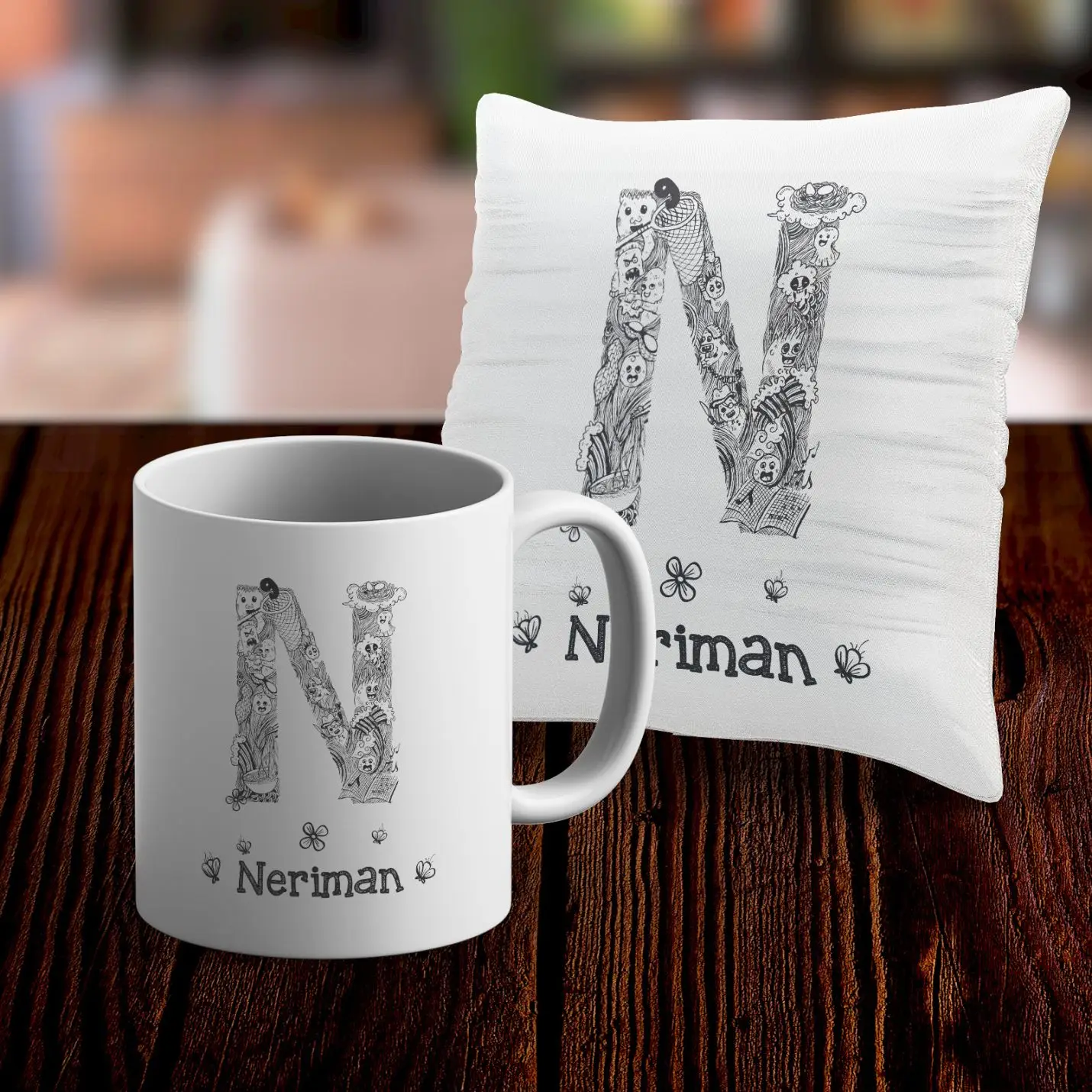 

Персонализированные Кружки и Подушка Чехол комплект-N