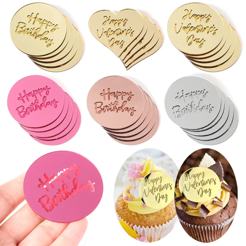 10 шт. акриловые розовые золотые серебряные искусственные круглые топперы для