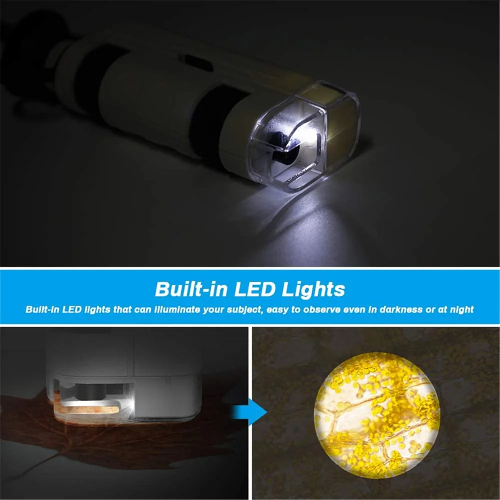 kids microscope toy 80x 120x beginner mini led lighted pocket zoom microscope science kit naked eye and mobile phone observation free global shipping