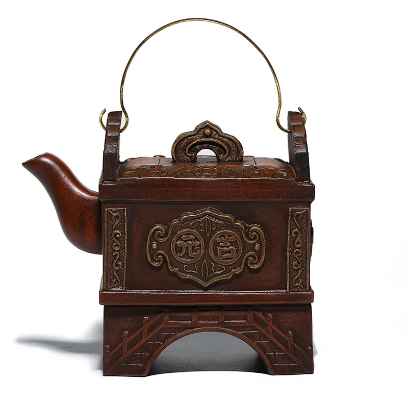 

Qiaoding Tieliang Zisha teapot original mine old red mud large Yuanji treasure box teapot imitates old teapot