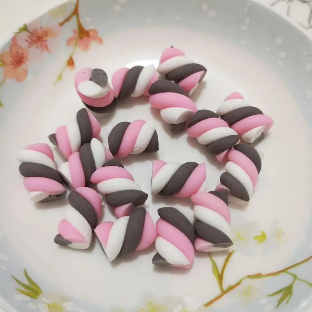 10pcs 10 шт каваи спираль зефир конфеты Полимерная глина Кабошоны с плоской задней поверхностью для DIY украшения телефона - Цвет: 10pcs