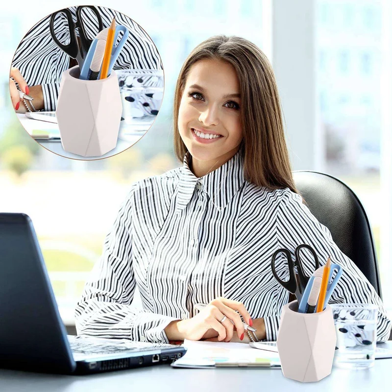 

3 Pieces Silicone Pencil Holder Silicone Pen Cups Geometric Pencil Holder Creative Design Pencil Holder for Office