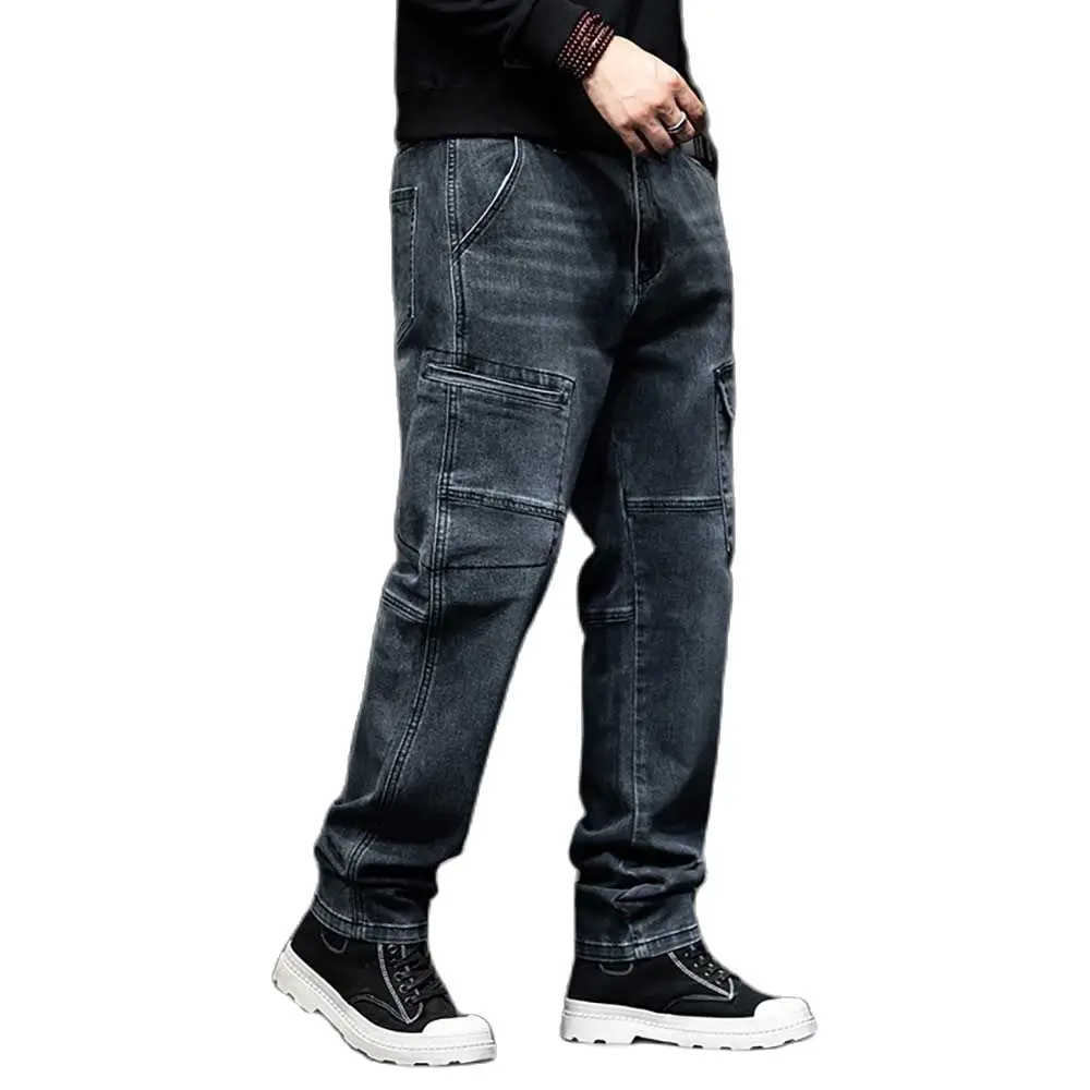 New Fashion Cargo Jeans Pants Men Casual Denim Pants Loose Baggy Plus Size Trousers Streetwear Hiphop Harem Jeans Men Clothing