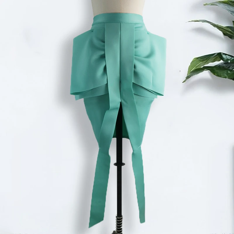 Женская юбка карандаш спереди большой галстук бабочка высокая талия разрез