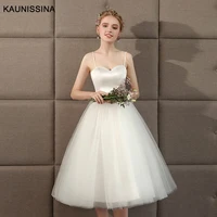 kaunissina simple wedding dress white sleeveless short a line bridal gown tulle wedding dresses bride dresses