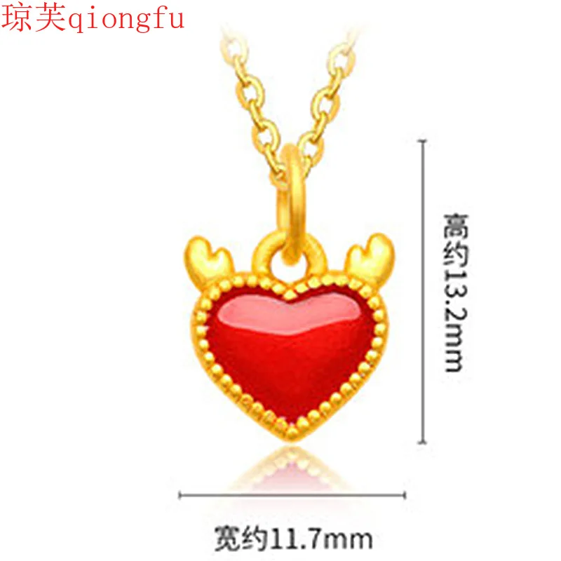 

Qiongfu Christmas antlers painted love pendant enamel charming love necklace pendant electroplated gold sand surface pendant