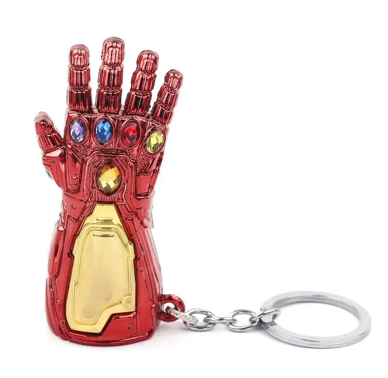 Glove keychain 1:1 Железный человек перчатка светодиодный светильник Тони Старк танос Косплей латексные перчатки Гибкие пальцы супергерой оружие - Цвет: Glove keychain