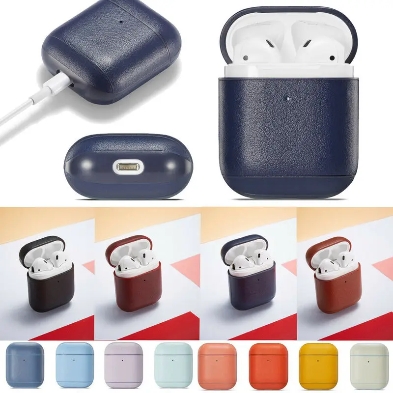 Чехол из натуральной кожи для Air Pods Беспроводная Bluetooth гарнитура бизнес футляр