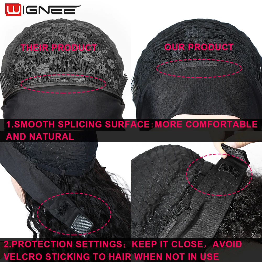 

Wignee Curly Headband Wig Natural Color Kinky Curly 100% Human Hair Wig Brazilian Jerry Curl 150% Density Remy Hair Fashion Wig