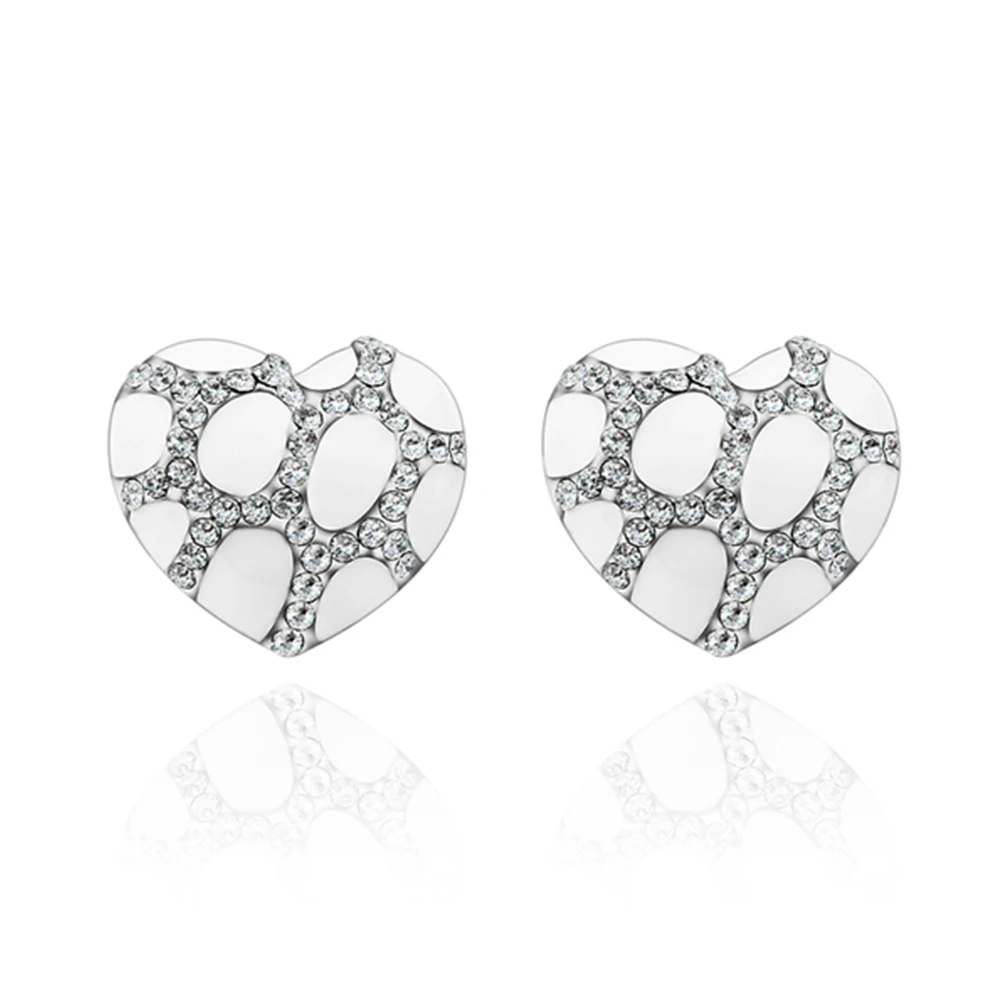 

ZEMIOR White Heart Stud Earrings For Women Clean Cubic Zirconia Earring Anniversary Girl Romantic New Arrival Fashion Jewelry