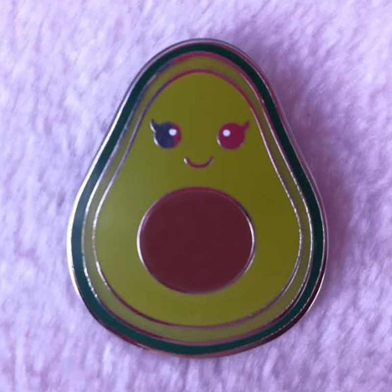Эмалированная булавка Kawaii с улыбающимся авокадо Милая брошь в виде фруктов