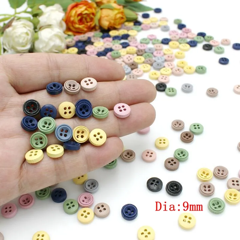 100pcs or 200pcs/lot mix 8 shapes mixed mini buttons for doll craft scrapbooking wood small 9mm -10mm diy crafts | Дом и сад
