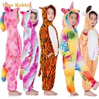 Новинка 2021 года; Детская пижама; Детская теплая Пижама с единорогом и радугой; Одежда для маленьких мальчиков и девочек; Пижама с животными; От 3 до 10 лет