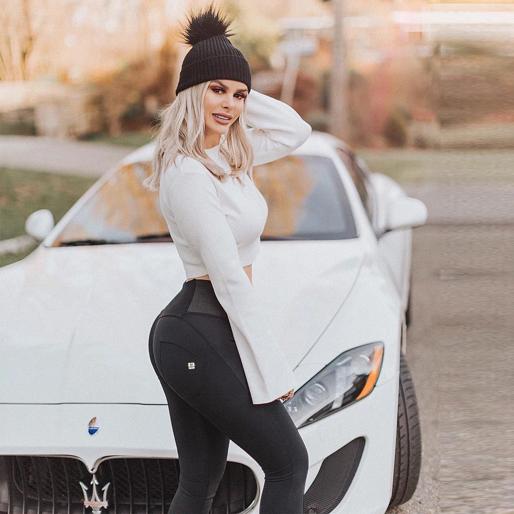 Melody Wear Yoga Pants Leggings Sport Fitness Thin Leggings Black Shiny High Waisted Scrunch Leggings Sportswear Women