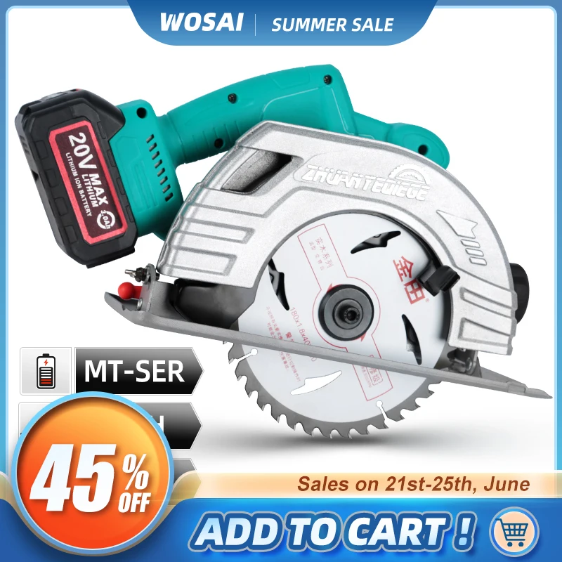 

VVOSAI 20V MT-SER Brushless Circular 7 inch Blade Electric Saw Cordless Circular Saw Cutting Sawing Machine Woodworking Tools