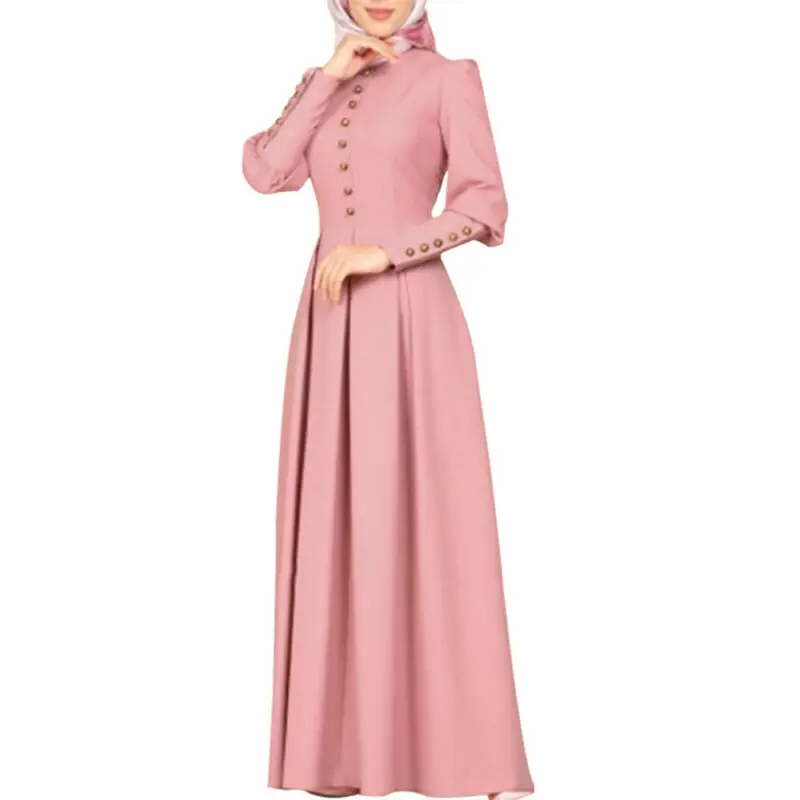 

Womens Long Sleeve Abaya Islamic Muslim Cocktail Vintage Party Maxi Dress Gown