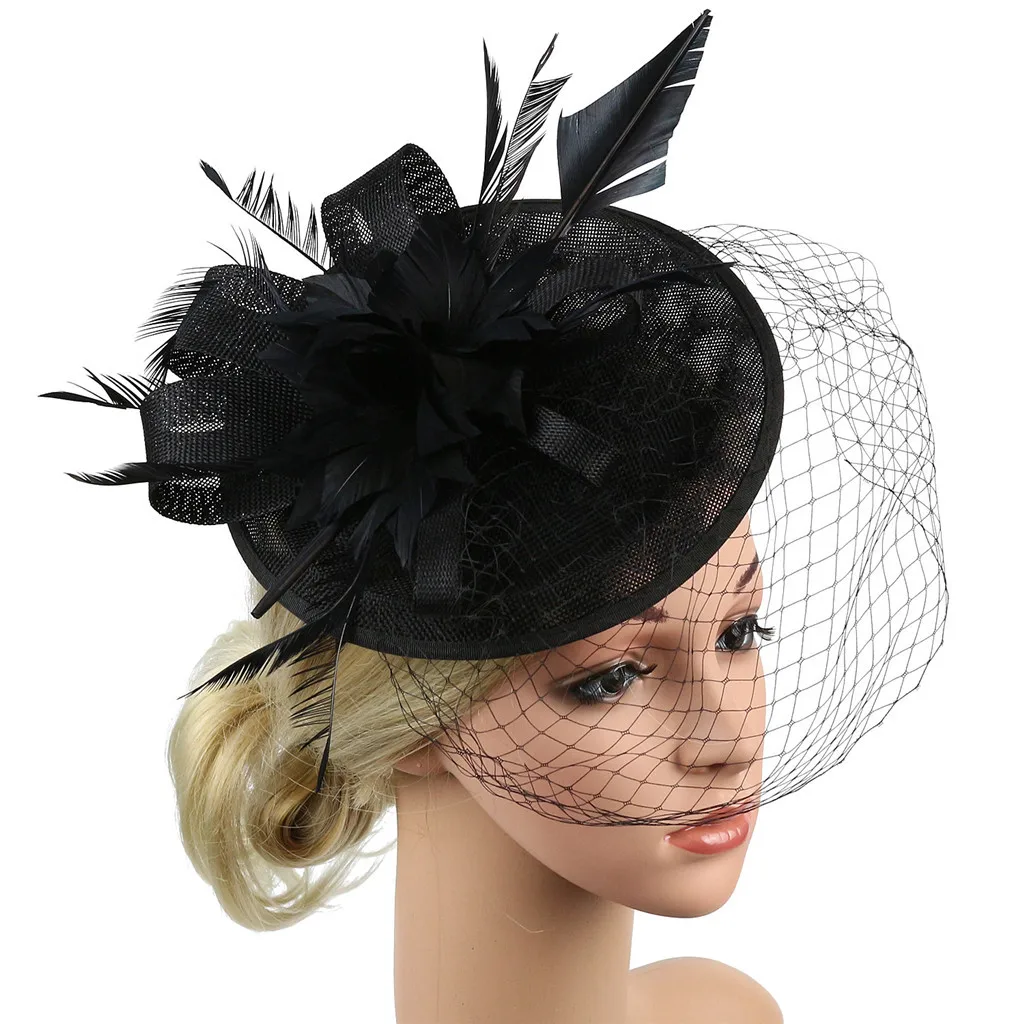 Женская Вуалетка с зажимом для волос и перьями свадебная Повседневная шляпа