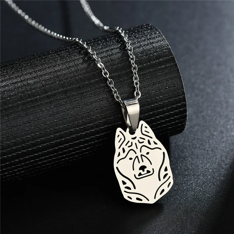 ELSEMODE Милая ожерелье с подвеской в виде головы овчарки из нержавеющей стали