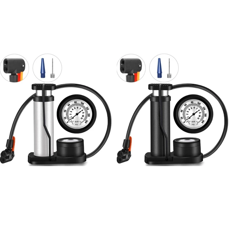 

24BD Bike Floor Pump - High Pressure 160PSI - Presta Val-ve Bike Pump Automatically Switches to Schrader for Road, MTB & BMX